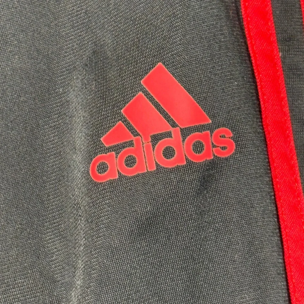 Adidas Mens 2XL Track Pants Black Red 3-Stripe Athletic Activewear Joggers